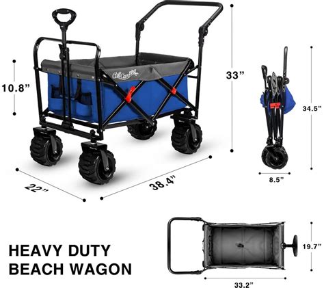 Push And Pull Beach Wagon With Big Wide Rubber Wheels All
