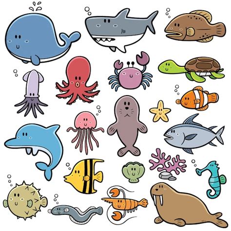 Dibujos Animados De Peces Y Animales Marinos Dibujos Animados De