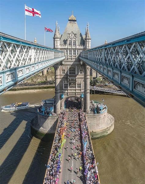 The London Marathon Viewed Over Tower Bridge London Marathon London
