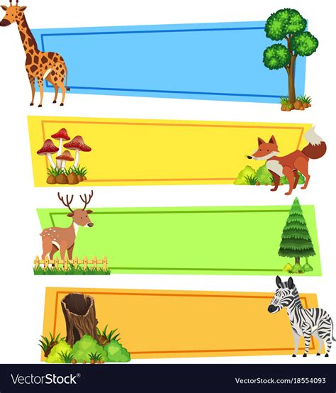 Banner Template With Wild Animals Royalty Free Vector Image