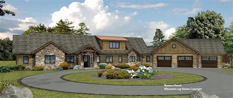 A frame with the strength of steel and flexibility of timber. Montero Ranch Timber Home Floor Plan by Wisconsin Log Homes