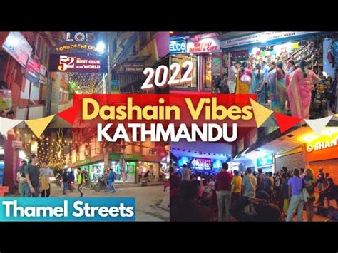 Kathmandu DASHAIN Nightlife In Thamel Streets 2022 Tourists Enjoying
