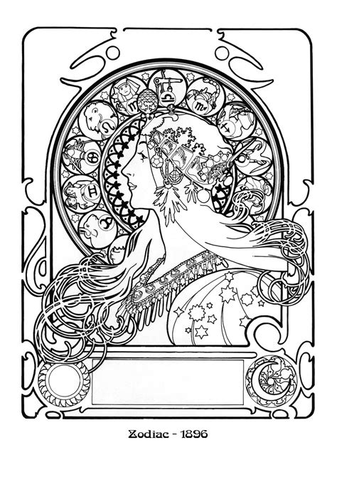 Mucha Zodiac Mucha Art Art Nouveau Mucha Coloring Books