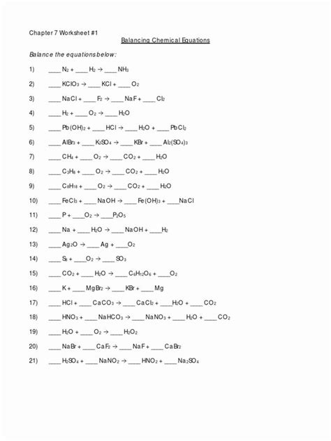 To practice balancing, you may use the phet lab online. Balancing Equations Worksheet Answers Beautiful Balancing Chemical Equations Worksheet for High ...