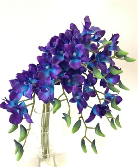 12 latex real touch singapore blue purple orchid dendrobium orchids silk flowers ebay