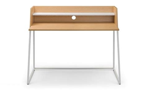 Brook White High Gloss And Oak Effect Top 2 Drawer Desk W120cm D75