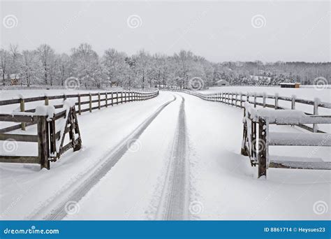 Snowy Countryside Driveway Stock Images Image 8861714