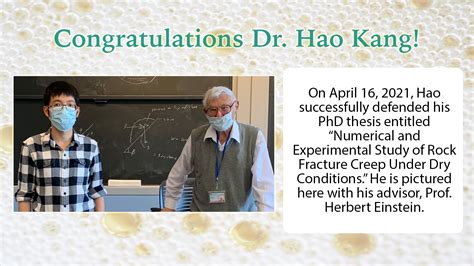 Congratulations Dr Hao Kang Mit Earth Resources Laboratory