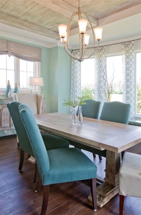 Turquoise Ceiling Room Coastal Dining Room House Of Turquoise By
