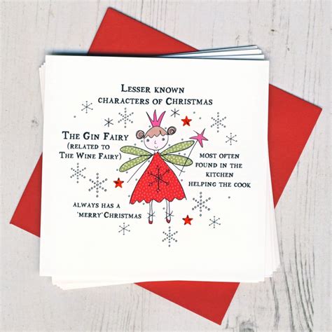 Pack Of Five Gin Fairy Christmas Cards