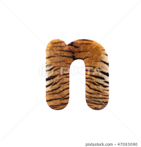 Tiger Letter N Small 3d Feline Fur Font Stock Illustration