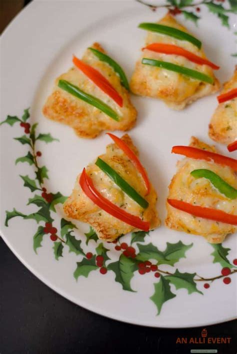 Find the diy guide here Easy Cheesy Christmas Tree Shaped Appetizers - An Alli Event