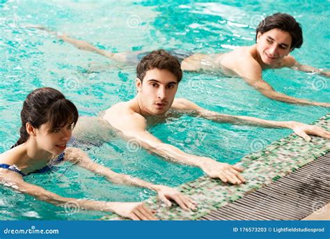 People Exercising In Swimming Pool During Stock Image Image Of