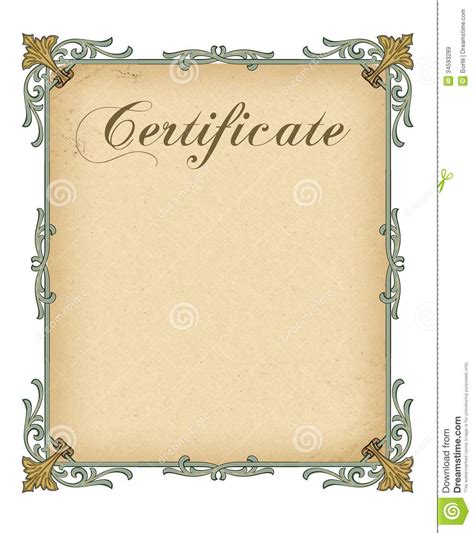 Blank Certificate Template Stock Illustration Image Of Template 34593289