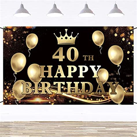 Ushinemi Happy 40th Birthday Banner Backdrop Party Decorations With