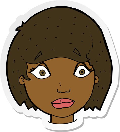 Sticker Of A Cartoon Worried Female Face 10647322 Vector Art At Vecteezy