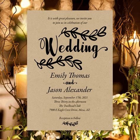 Wedding Invitation Template Rustic Branch Edit Online