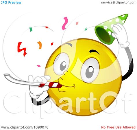 Clipart Smiley Emoticon Celebrating Royalty Free Vector Illustration