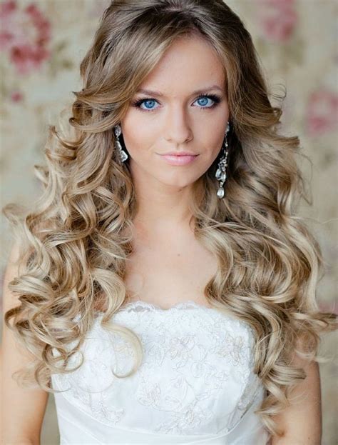 Voluminous Curls Elegant Wedding Hairstyle Idea