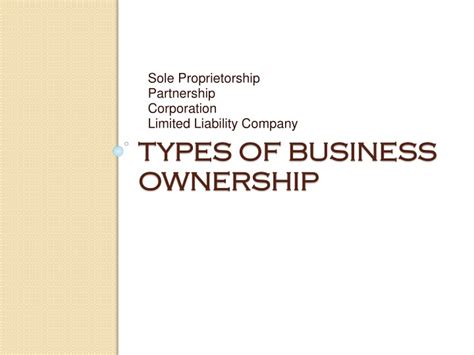 Ppt Types Of Business Ownership Powerpoint Presentation Free