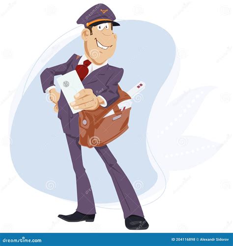 Happy Postman With Letter Illustration For Internet And Mobile Website