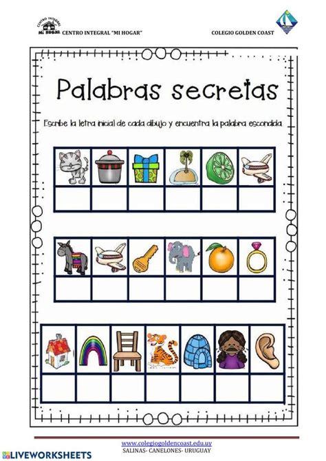 Paginas interactivas para preescolar : Palabras secretas - Ficha interactiva | Escritura creativa ...