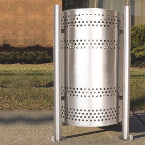 Round Commercial Stainless Steel Garbage Receptacle Bc Site Service