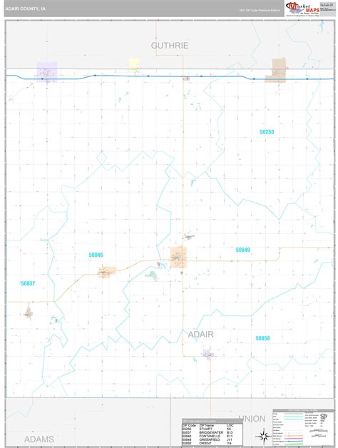 Adair County Ia Wall Map Premium Style By Marketmaps