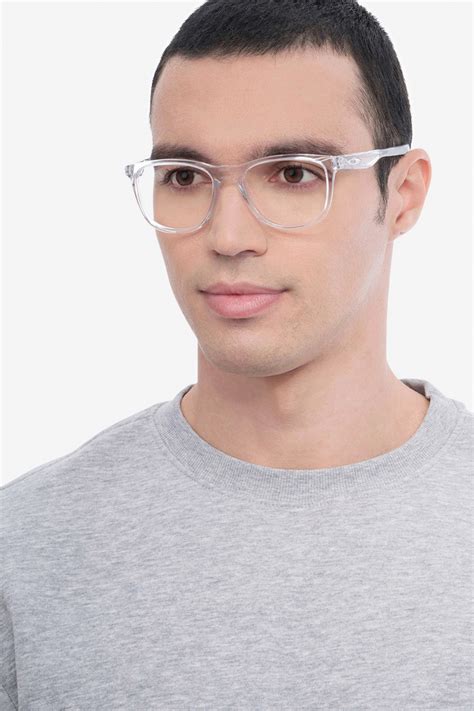 oakley trillbe x rectangle clear frame glasses for men eyebuydirect