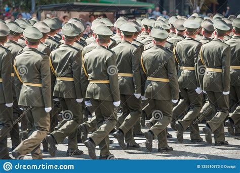 Army Soldiers Marching On Military Parade Stock Image Image Of