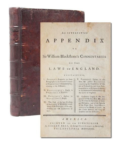 An Interesting Appendix To Sir William Blackstone S Commentaries On The Laws Of England Law