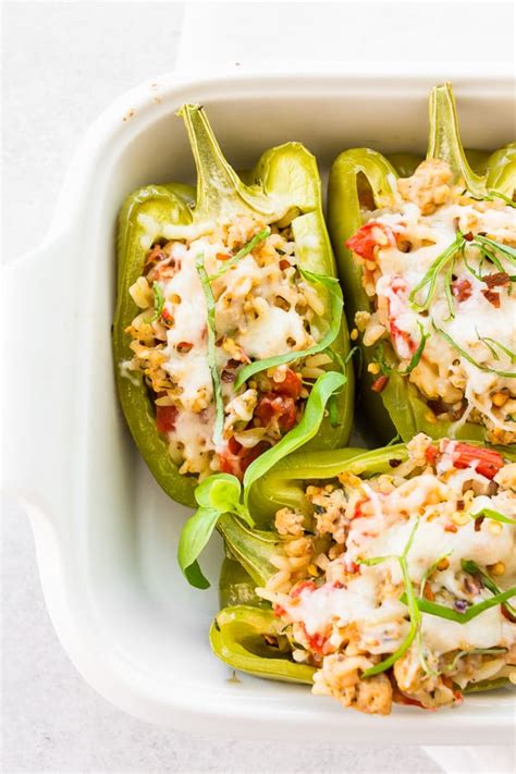 Ground Chicken Stuffed Bell Peppers Easy Healthy And Delicious