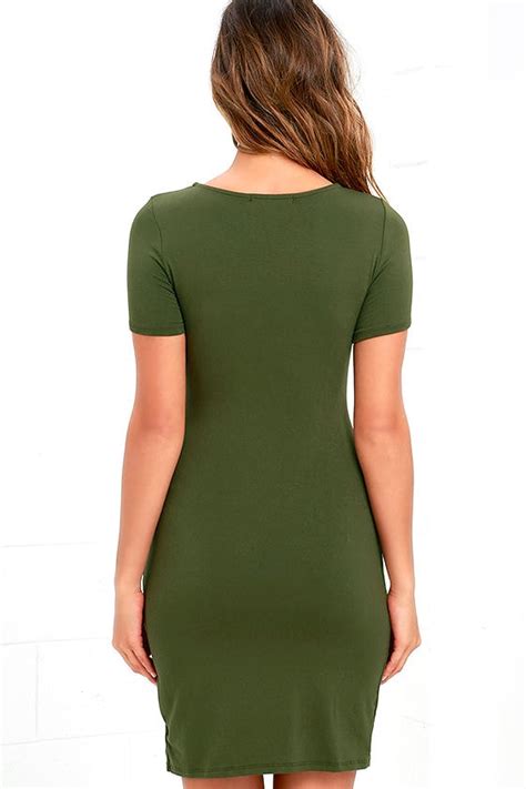 sexy olive green dress bodycon dress short sleeve dress 34 00
