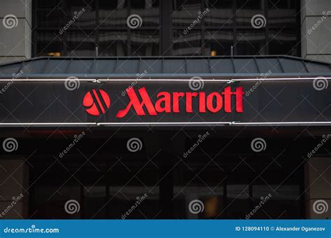 Marriott Hotel Neon Sign With Logo Editorial Image Image Of Business