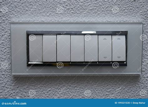 Designer Electrical Switch Board On Zinc Paint Wall Stock Photo Image