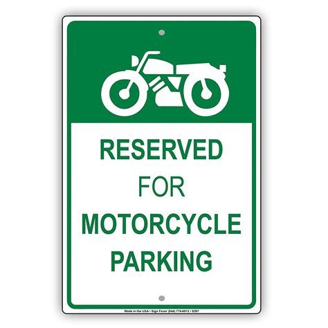 Reserved For Motorcycle Parking With Graphic Warning Caution Notice