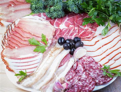 Cold Meat Plate Italian Snacks Food With Ham Prosciutto Salami Pork