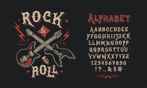 Font Rock Roll Hand Crafted Retro Stock Vector Royalty Free