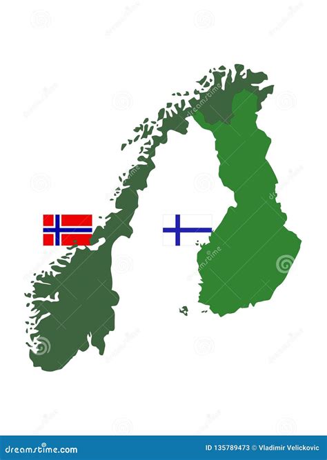 Norwegen Und Finnland Karten Und Flaggen Europäische Skandinavische