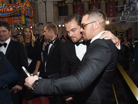 Oscars 2016 Tom Hardy And Leonardo Dicaprio Take Epic Selfies On The