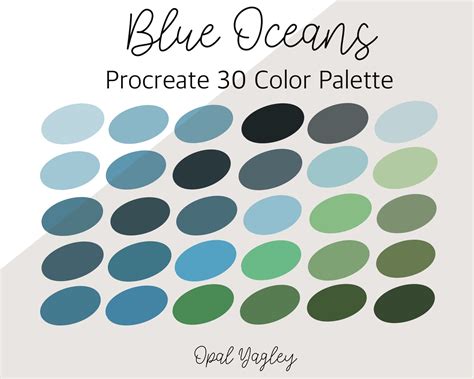 Blue Ocean Procreate Color Palette Teal Blue And Green