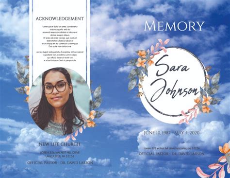 4p00054 Sky Background Fold Funeral Template Program Design Obituary
