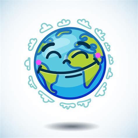Smiling Globe Earth In Cartoon Doodle 341572 Vector Art At Vecteezy