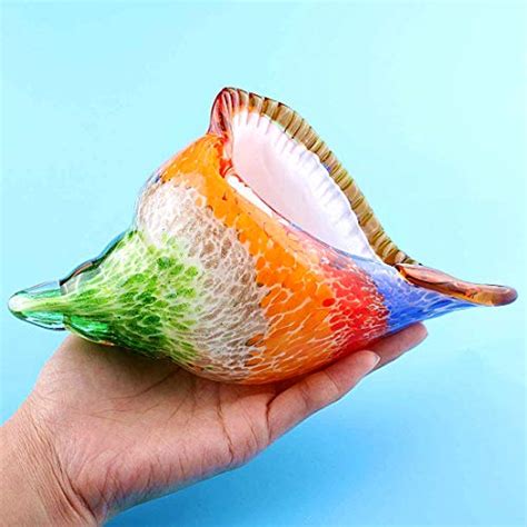 Jiaci Coloured Glass Conch Hand Blown Seashell Art Glass Figurine