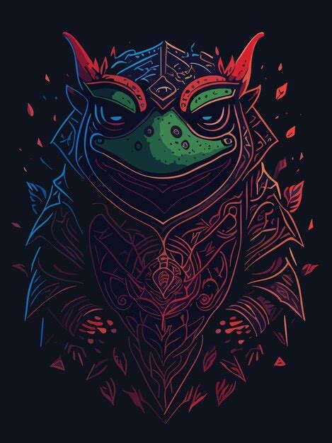 Premium Vector A Mysterious Fantasy Ninja Frog Illustration Artwork