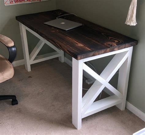 This desk forms a lower shelf in the corner where the l firms. Farmhouse Desk | Etsy | Diy wood desk, Diy desk plans ...