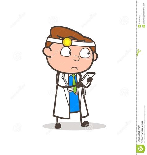 Cartoon Doctor Chatting With Friend On Video Call Vector