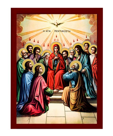 The Pentecost Icon Handmade Greek Orthodox Icon Of Holy Spirit