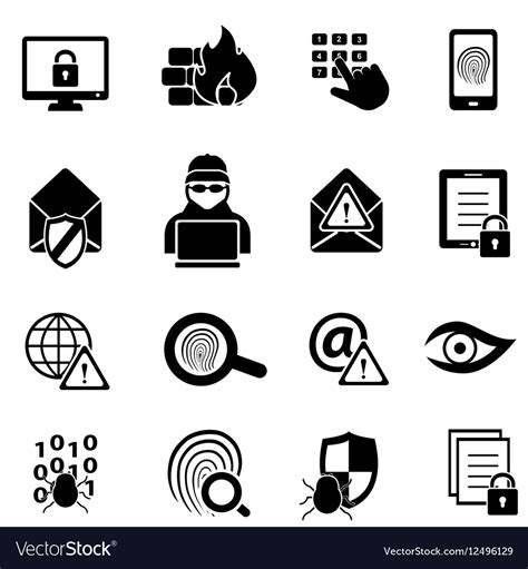 Cyber Security Icons Royalty Free Vector Image