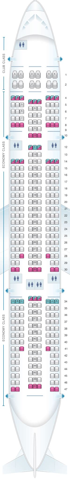 Seat Map Air Transat Airbus A330 200 Low Density Seatmaestro